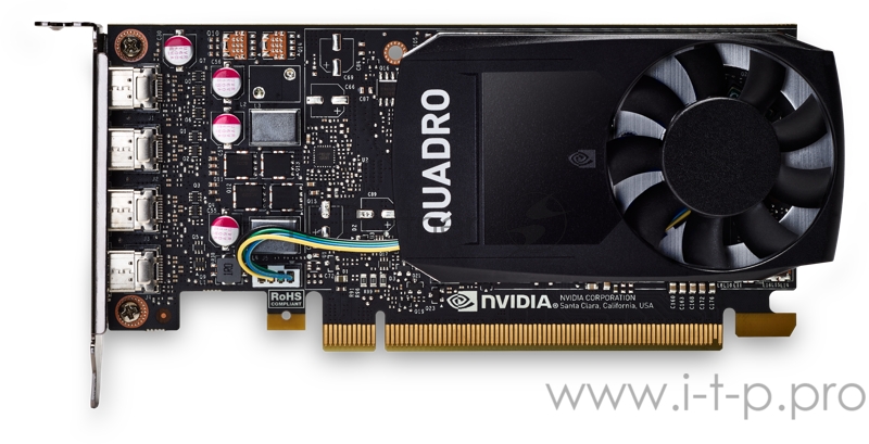 Видеокарта PNY Nvidia Quadro P1000 4GB GDDR5, 128-bit, PCIEx16 3.0, mini DP 1.4 x4, Active cooling, TDP 47W, LP, Bulk