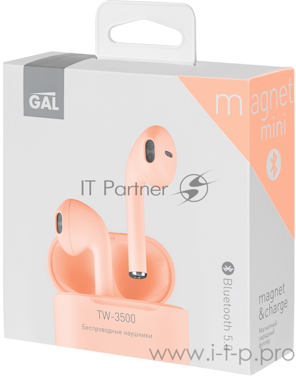Наушники Наушники беспроводные GAL TW-3500, цвет розовый матовый