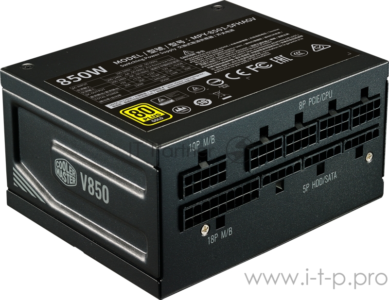Блок питания 850 Ватт Power Supply Cooler Master V850 SFX Gold, 850W, SFX, 92mm, 24pin, 8xSATA, 4xPCI-E(6+2), APFC, 80+ Gold