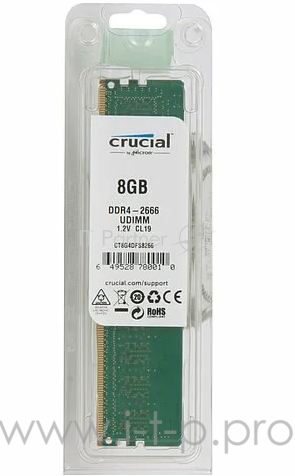 Модуль памяти Crucial DIMM DDR4 8Gb (pc-21300) 2666MHz Single Rank (CT8G4DFS8266)