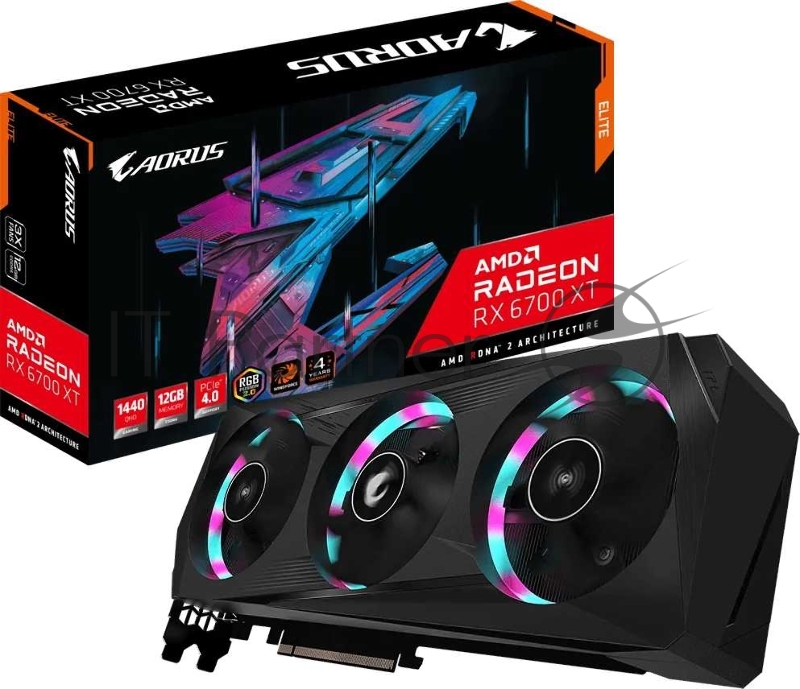 Видеокарта PCIE16 RX6700XT 12GB GDDR6 GV-R67XTAORUS E-12GD GIGABYTE