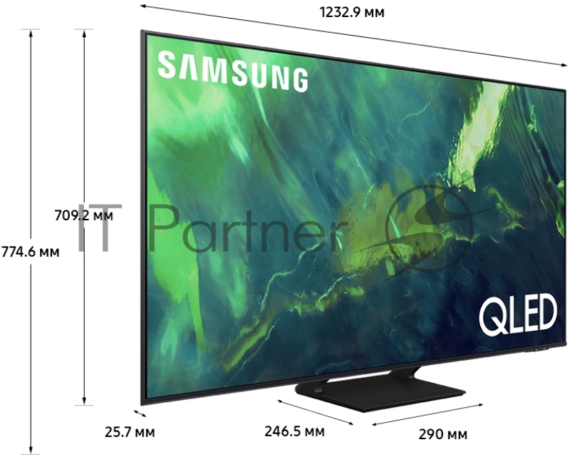 Телевизор QLED Samsung 55 QE55Q70AAUXRU Q темно-серый/Ultra HD/120Hz/DVB-T2/DVB-C/DVB-S2/U TV (RUS)