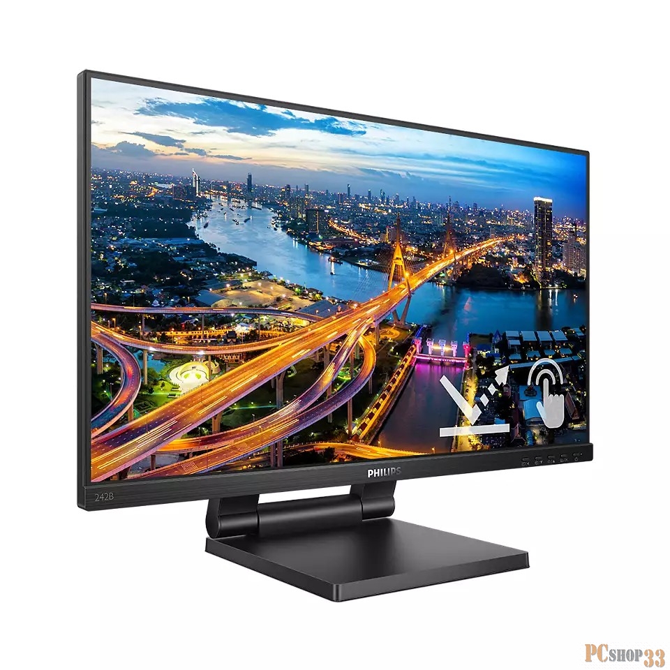 МОНИТОР 23.8 PHILIPS 242B1TC/00 Black (IPS, Multi-Touch, 1920x1080, 75Hz, 4 ms, 178°/178°, 250 cd/m, 50M:1, +HDMI 1.4,