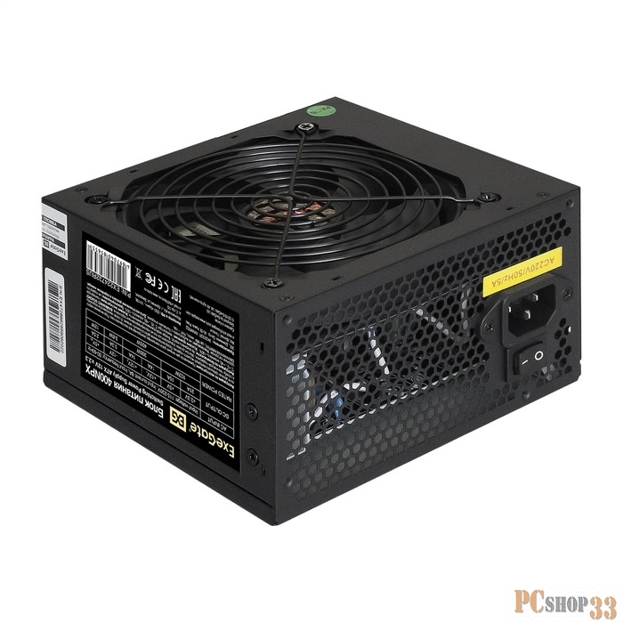 Блок питания 400W ExeGate EX224732RUS-PC 400NPX (ATX, PC, 12cm fan, 24pin, 4pin, PCIe, 3xSATA, 2xIDE, FDD, black, кабель 220V в комплекте)