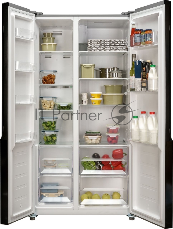 Холодильник Weissgauff WSBS 500 NFB Inverter черное стекло (двухкамерный)