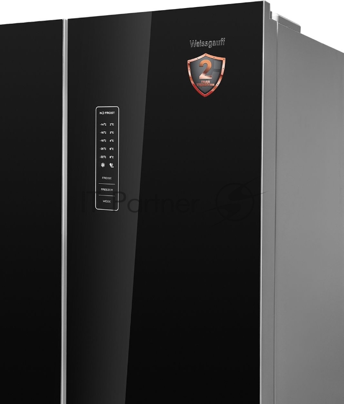 Холодильник Weissgauff WCD 337 NFB черное стекло (двухкамерный)