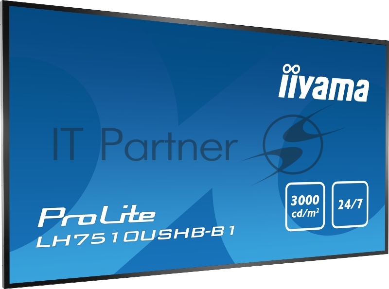 Панель Iiyama 75 LH7510USHB-B1 черный IPS LED 8ms 16:9 DVI HDMI M/M матовая 1200:1 3000cd 178гр/178гр 3840x2160 D-Sub DisplayPort USB 76кг