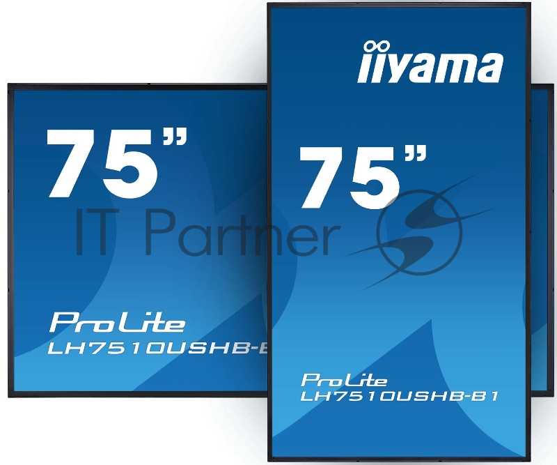 Панель Iiyama 75 LH7510USHB-B1 черный IPS LED 8ms 16:9 DVI HDMI M/M матовая 1200:1 3000cd 178гр/178гр 3840x2160 D-Sub DisplayPort USB 76кг