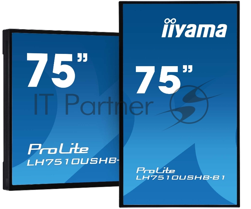 Панель Iiyama 75 LH7510USHB-B1 черный IPS LED 8ms 16:9 DVI HDMI M/M матовая 1200:1 3000cd 178гр/178гр 3840x2160 D-Sub DisplayPort USB 76кг