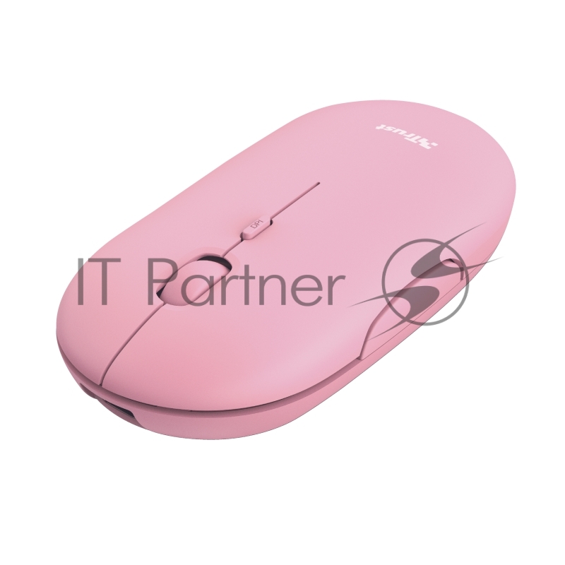 Мышь беспроводная Trust 24125 сверхтонкая аккумуляторная PUCK розовая