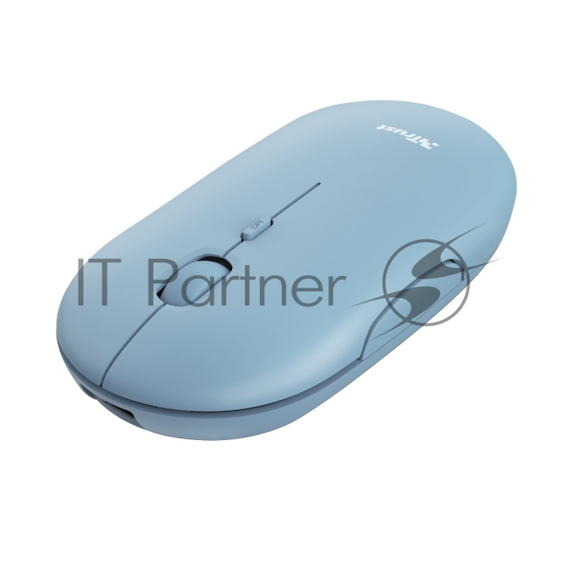 Мышь беспроводная Trust 24126 сверхтонкая аккумуляторная PUCK голубая