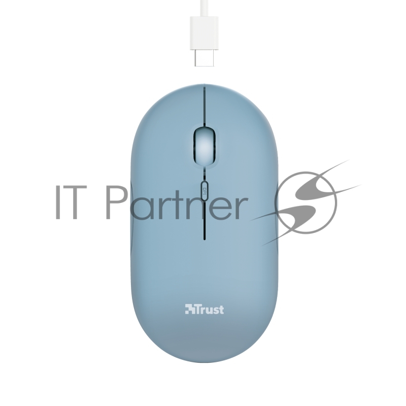 Мышь беспроводная Trust 24126 сверхтонкая аккумуляторная PUCK голубая