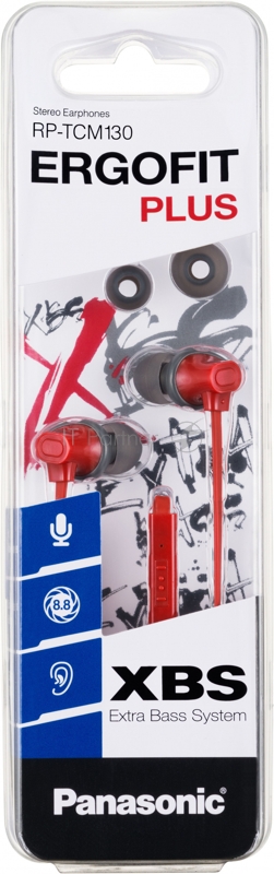 Внутриканальные наушники с гарнитурой Panasonic RP-TCM130GER, красный