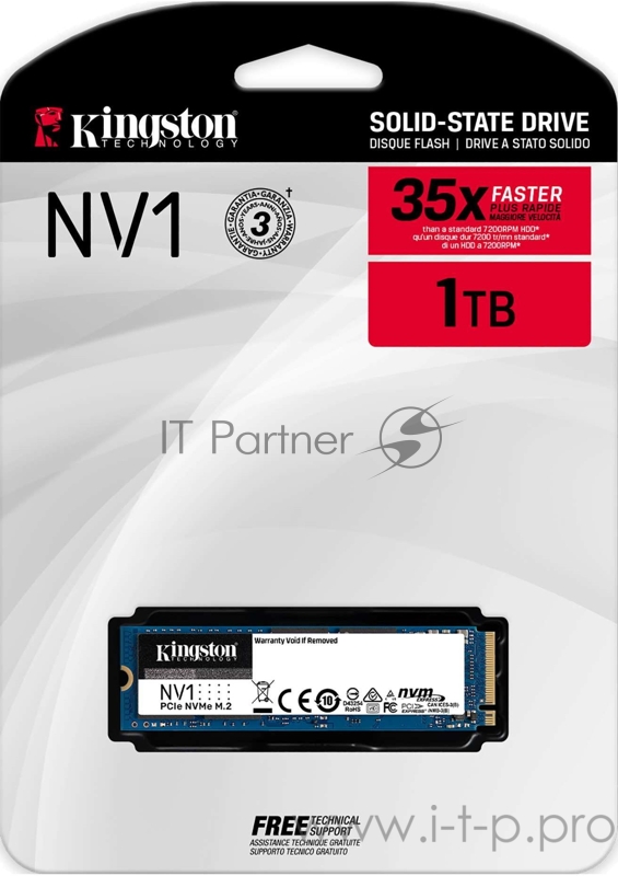 1000GB Kingston NV1 M.2 2280 NVMe R/W 2100/1700MB/s 240TBW SNVS/1000G