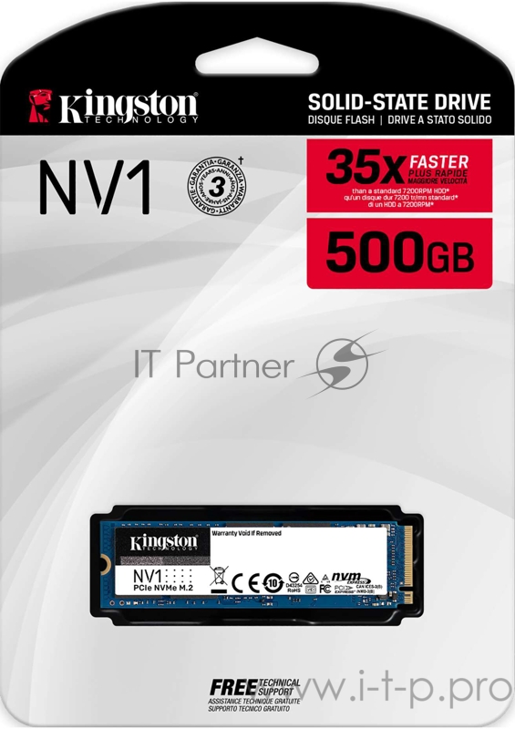 500GB Kingston NV1 M.2 2280 NVMe R/W 2100/1700MB/s 120TBW SNVS/500G