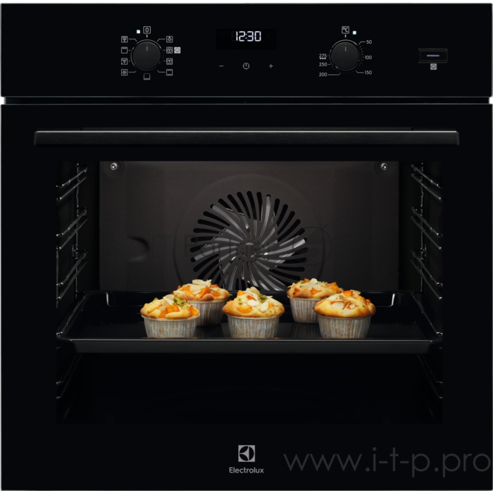 Встраиваемые электрические духовки ELECTROLUX Встраиваемые электрические духовки ELECTROLUX/ Духовой шкаф с паром SteamBake, основной цвет - чёрный, утапливаемые переключатели, таймер отключения, отложенный старт, будильник, хромированные направляющи