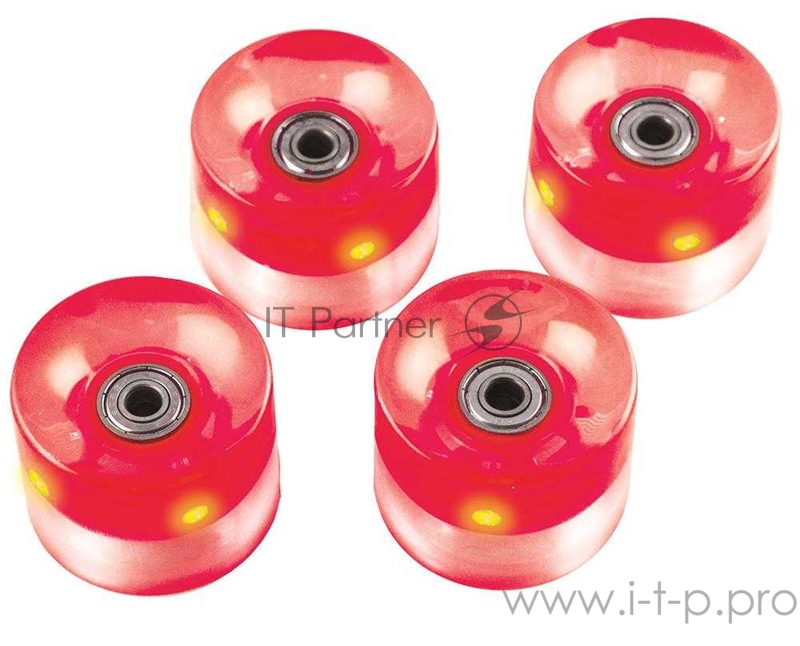 Набор колес для миниборда цвет красный с подсветкой (подшипник ABEC-5), AW-18.02