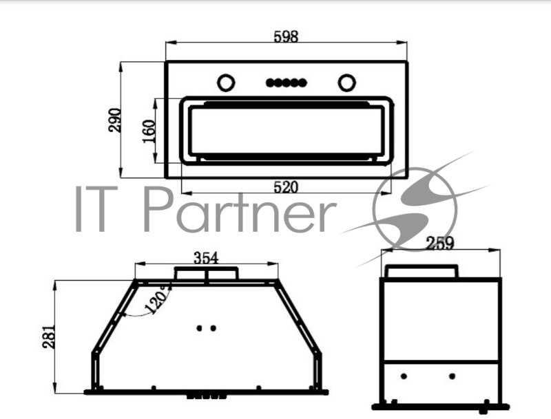 Вытяжка встраиваемая Maunfeld Thames 601GG черный управление: кнопочное (1 мотор)