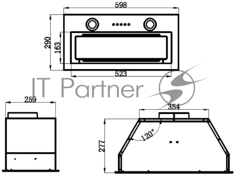 Вытяжка встраиваемая Maunfeld TRAPEZE 602IG черный управление: кнопочное (1 мотор)