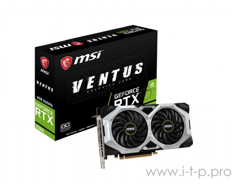 Видеокарта MSI PCI-E RTX 2060 VENTUS OC RU NVIDIA GeForce RTX 2060 6144Mb 192 GDDR6 1710/14000/HDMIx1/DPx3/HDCP Ret