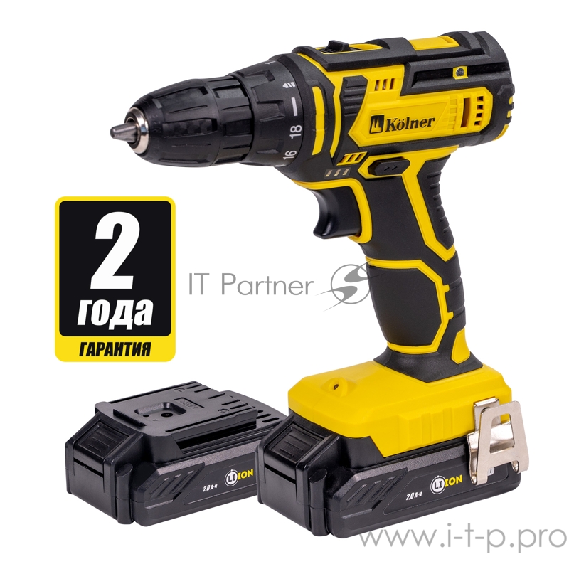 Дрель-шуруповерт аккумуляторная Kolner KCD 16-2L 16 Вольт, 0-400/1450 об/мин, 28/19Нм, 2 Ач(Li-on), реверс, зарядка 3- 4 часа, светодиодная подсветка, быстрозажимной патрон 0,8- 10мм, дополнительный аккумулятор