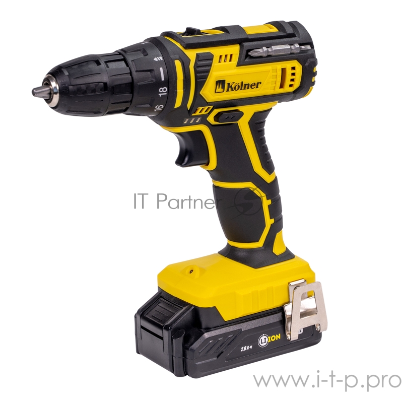 Дрель-шуруповерт Kolner KCD 16L аккумуляторная 16 Вольт, 0-400/1450 об/мин, 28/19Нм, 2 Ач(Li-on), реверс, зарядка 3- 4 часа, светодиодная подсветка, быстрозажимной патрон 0,8- 10мм