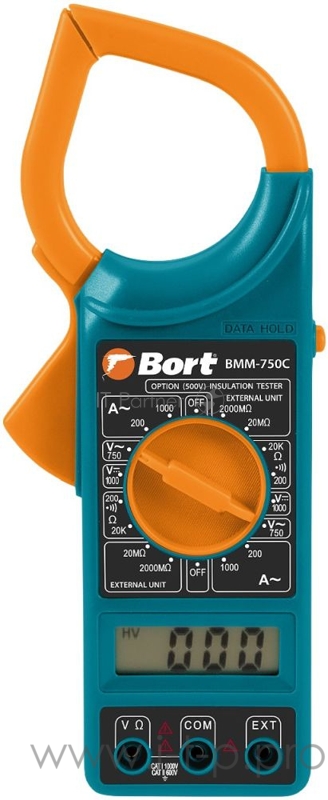 Мультитестер аккумуляторный Bort BMM-750C (93411300) Диапазон измерений постоянного напряжения 0-1000 Диапазон измерений переменного напряжения 0-750 Диапазон измерений переменного тока 0-1000 Диапазон сопротивления 0-200 KΩ Температурный режим 1