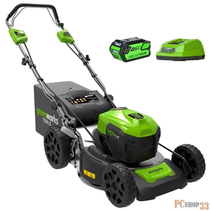 Газонокосилка аккумуляторная GreenWorks GD40LM46SP 40В, 46см, самоходная (без аккумуляторной батареи и зарядного устройства) (2506807)