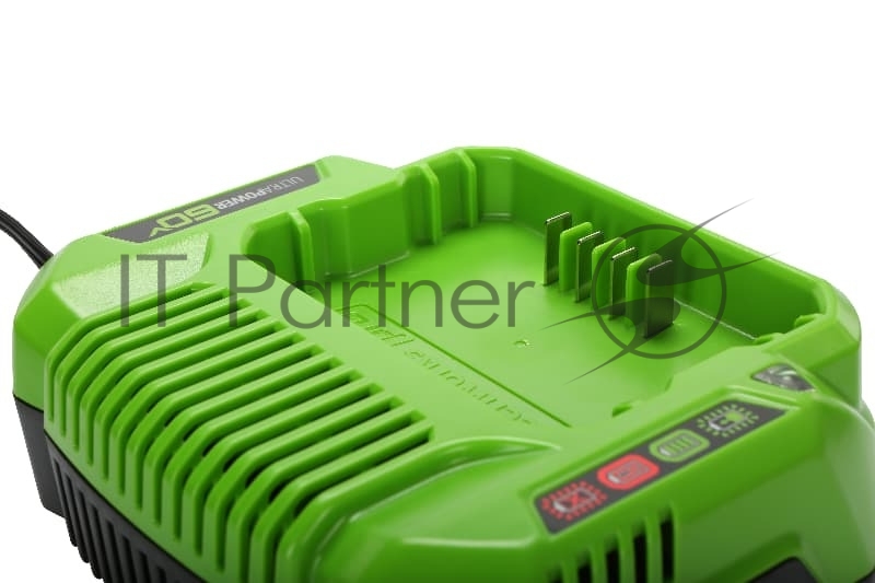 Зарядное устройство GreenWorks 60V (2932007)Зарядное устройство Greenworks (модель ) - используется для заряда аккумуляторных батарей Гринворкс 60 вольт на 2 А/ч, 4 А/ч и 6 А/ч. Время зарядки данных аккумуляторов составляет: 2 А/ч = 60 минут 4 А/