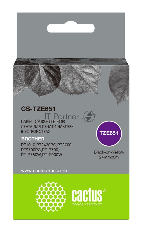 Картридж ленточный Cactus CS-TZE651 черный для Brother 1010/1280/1280VP/2700VP