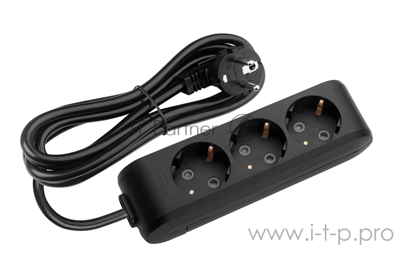 Сетевой удлинитель Panasonic X-tendia 3м (3 розетки) черный (блистер)