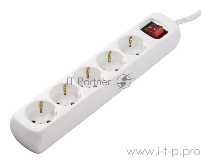 Сетевой удлинитель Hama H-47842 1.4м (5 розеток) белый (пакет ПЭ)