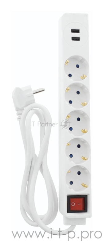 Сетевой удлинитель Hama H-137350 1.4м (5 розеток) белый (коробка)