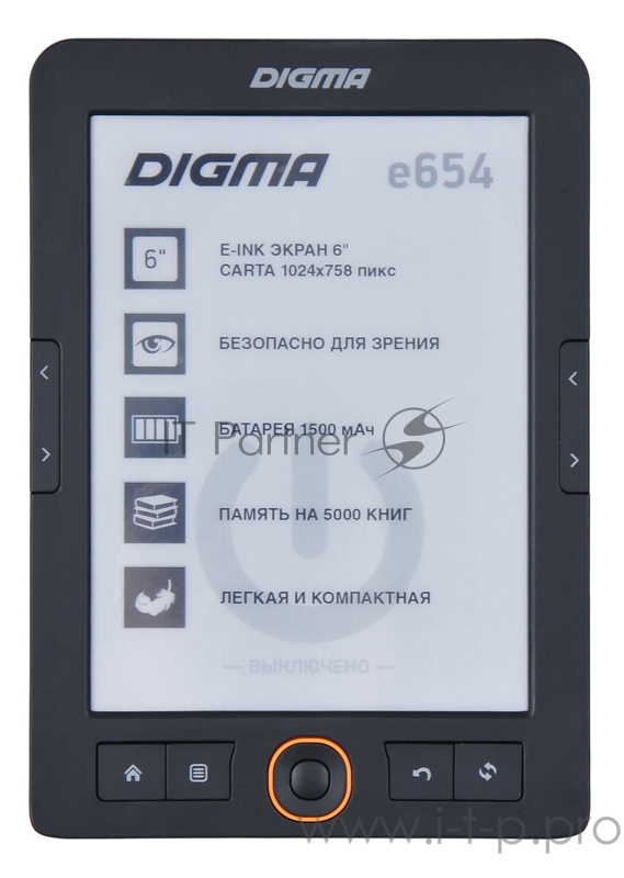 Электронная книга Digma E654 6 E-Ink Carta 800x600 600MHz/4Gb/microSDHC графит
