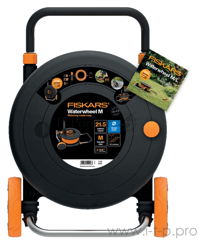 Тележка для шланга Fiskars 1023643 черный/оранжевый шланг в компл. 20м
