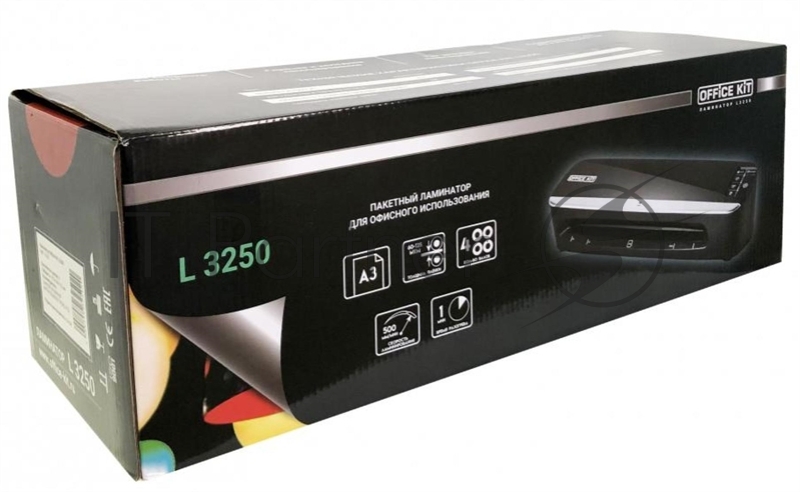 Ламинатор Office Kit L3250 черный A3 (60-125мкм) 50см/мин (4вал.) хол.лам. лам.фото реверс