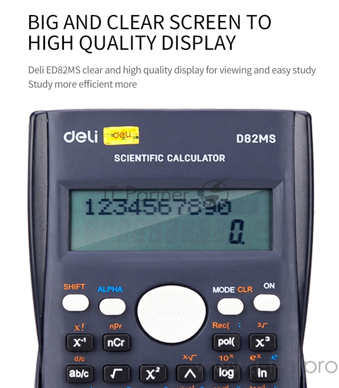 Калькулятор научный Deli ED82MS темно-синий 10+2-разр.