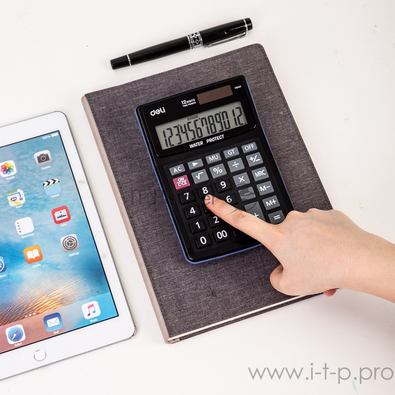 Калькулятор настольный Deli EM04031 черный 12-разр.