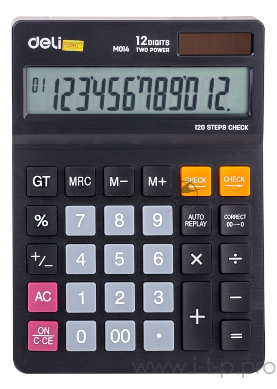 Калькулятор настольный Deli EM01420 черный 12-разр.