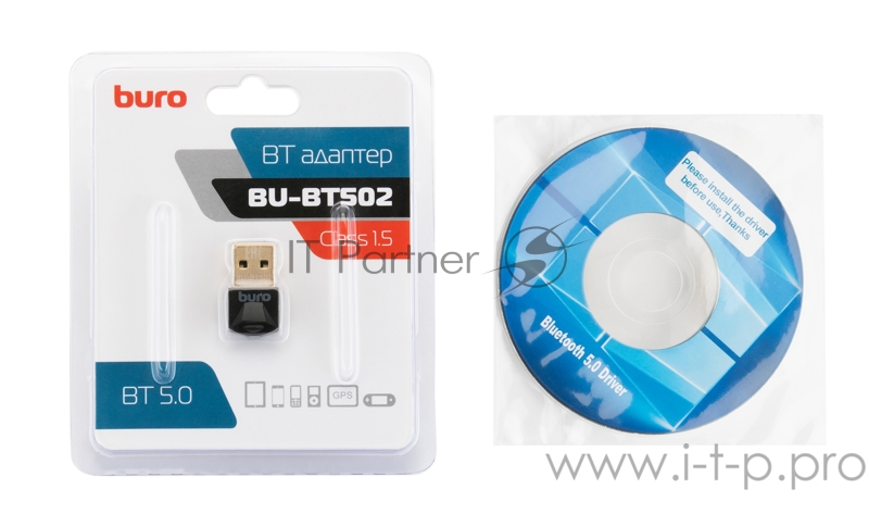 Адаптер USB Buro BU-BT502 Bluetooth 5.0+EDR class 1.5 20м черный