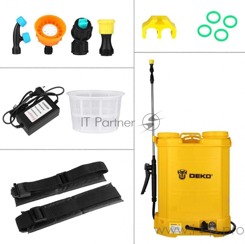 Опрыскиватель Deko DKSP10 аккум. наплеч. 16л желтый (065-0942)