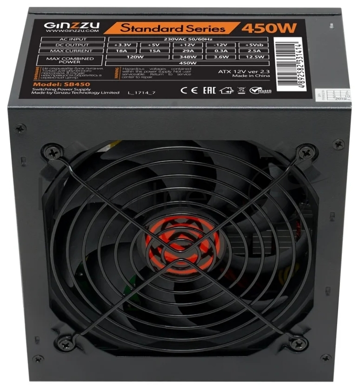Блок питания 450W Ginzzu SB450 (ATX, V2.3, 20+4 pin, Fan 120mm) (SB450)