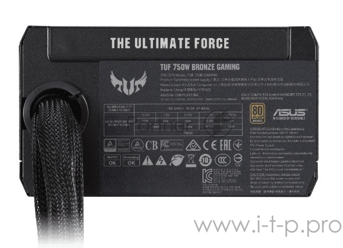 ASUS TUF Gaming 750B игровой блок питания чёрный (750W, 80 Plus Bronze, 135 мм вентилятор, 90YE00D0-B0NA00)