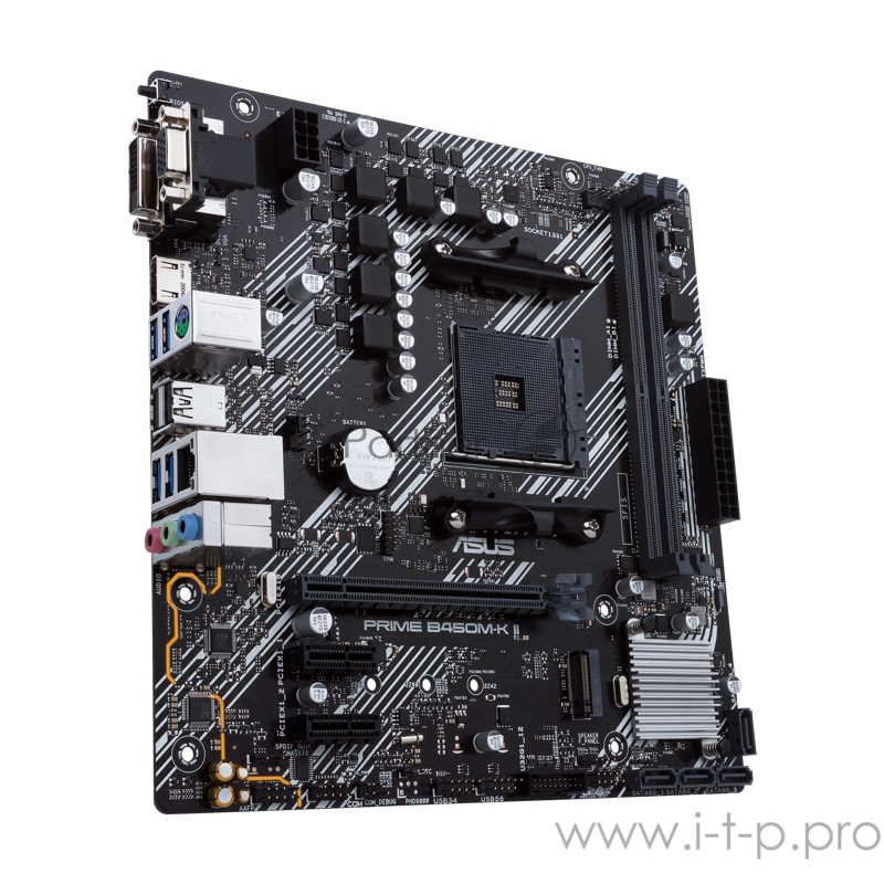 Материнская плата Asus PRIME B450M-K II Soc-AM4 AMD B450 2xDDR4 mATX AC`97 8ch(7.1) GbLAN RAID+VGA+DVI+HDMI