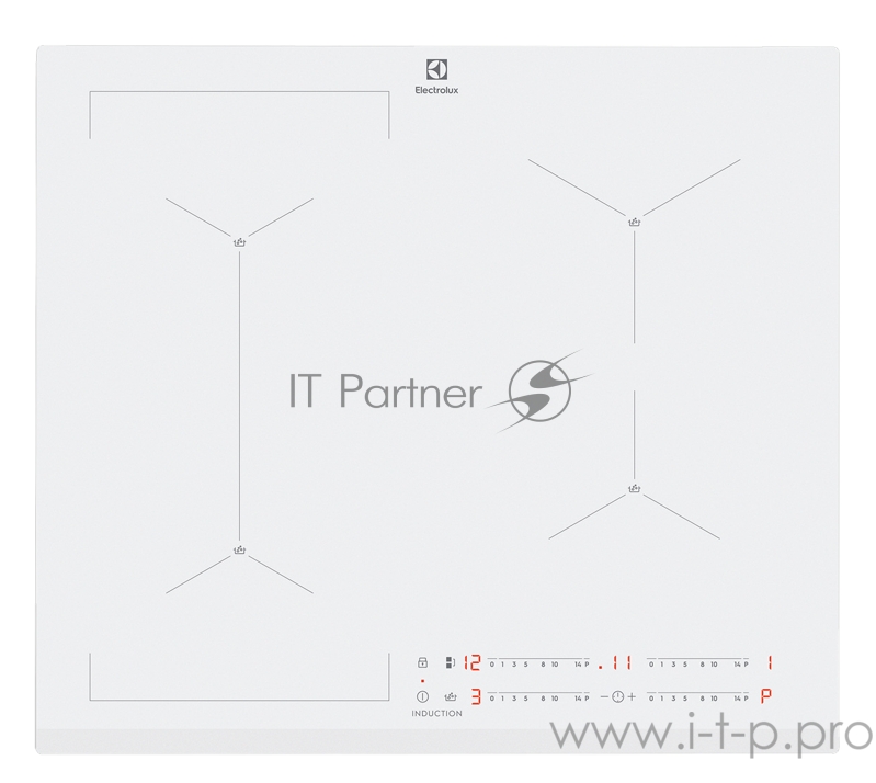 Встраиваемая варочная панель ELECTROLUX индукционная варочная поверхность, цвет: белый, индивидуальный слайдер для каждой зоны нагрева, 3-хступенчатая индикация остаточного тепла,акустический сигнал (вкл/выкл), Функция Booster,, автоматика закипания