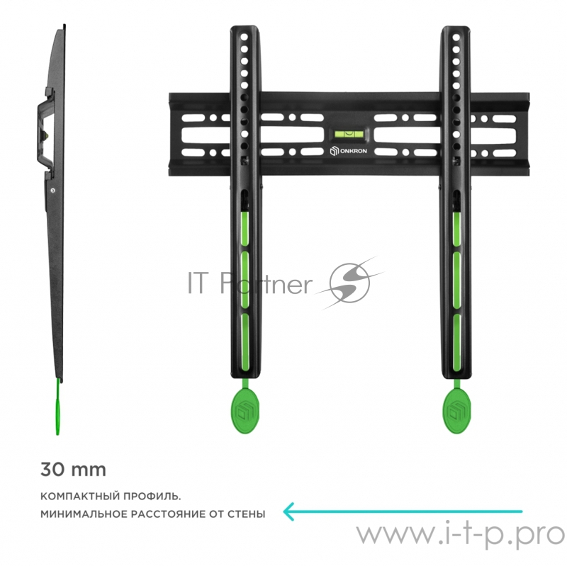 Кронштейн ONKRON Кронштейн ONKRON/ 32-55 макс 400*400 наклон 0º от стены: 30мм макс вес 50кг