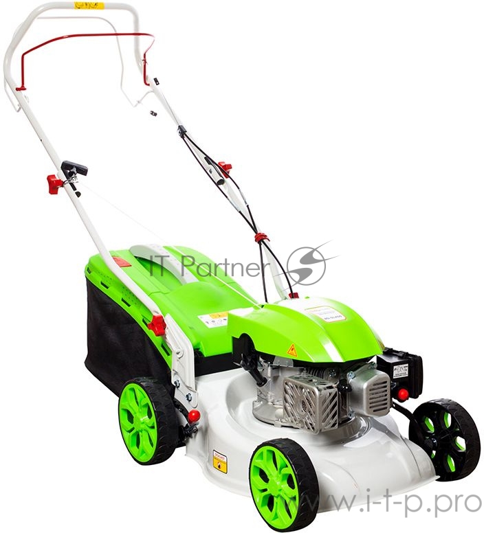 Газонокосилка бензиновая RedVerg RD-GL40S 2,0кВт/2,7л.с GP145-F 146сс самох. дека - сталь ширина-40см высота : 25-75мм 6 положений травосборник (пластик/текстиль)-45л вес-25,5кг