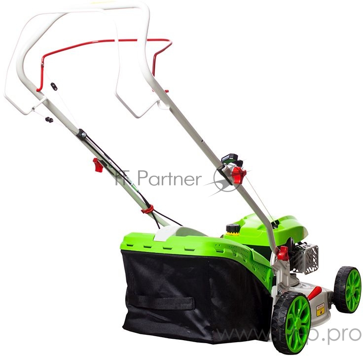 Газонокосилка бензиновая RedVerg RD-GL40S 2,0кВт/2,7л.с GP145-F 146сс самох. дека - сталь ширина-40см высота : 25-75мм 6 положений травосборник (пластик/текстиль)-45л вес-25,5кг