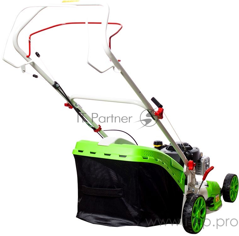 Газонокосилка бензиновая RedVerg RD-GL46SB 2,0кВт/2.7л.с. B&S300 146сс самох. дека - сталь ширина-46см высота: 30-80мм 6 положений травосборник (пластик/тестиль) - 70л вес-30кг