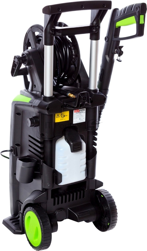 Мойка высокого давления индукционная RedVerg RD-HPW2000IC 220В/50Гц 2000Вт индукционный двигатель 145 бар расход воды-6,5л/мин темпер. воды на вх.-до 60 град шланг-8м пласт. пистолет и удлинит. насадка емкость для моющего средства вес-16,9кг